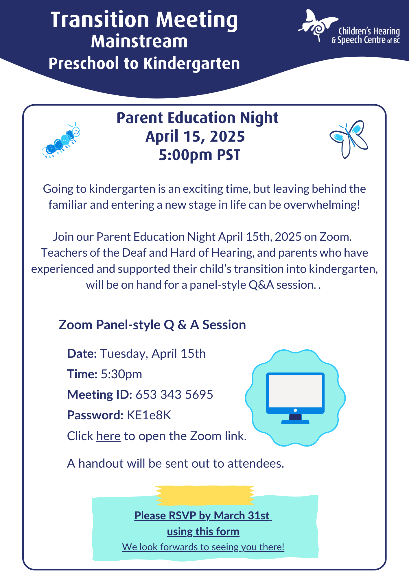 Transitioning to Mainstream Schooling - Parental Education Night - April 15th